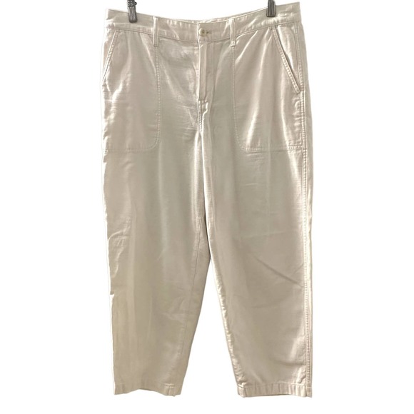 RE-IMAGINED By J.Crew Women's Off White 100% Cotton Chino Pants Size 12 - Picture 1 of 8